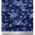 thumbnail image 1 of Soimoi Blue polyester Crepe Fabric Leaves & Floral Printed Fabric 1 Yard 52 Inch Wide, 1 of 1