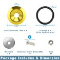 thumbnail image 4 of Rolling Gears JDM Bumper Quick Release Front Rear Bumper Fasteners, 4 Piece (Gold), 8 x O-Ring, 4 of 4
