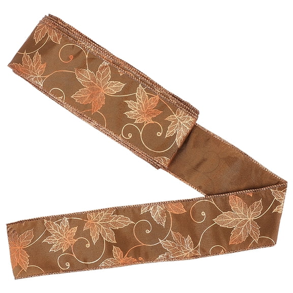 12.5 Yards x 2.5 Inch Fall Burlap Ribbon Maple Leaf Pattern Autumn Thanksgiving Lace Wired Edge Ribbon
