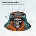 thumbnail image 2 of Kll Cartoon Pumpkin Skull Bucket Hat for Women Men Packable Travel Beach Sun Hat Outdoor Rave Accessories Reflective Fisherman Cap, 2 of 6