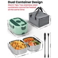 thumbnail image 5 of Lonchera eléctrica portátil para hombres, calentador de alimentos de 1.5 litros para adultos con 2 contenedores de acero inoxidable, caja de almuerzo autocalentable de 80 W para coche y camión., 5 of 5