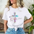 thumbnail image 2 of AGWOLF Easter Shirts for Women Christian T-shirts Short Sleeve Colorful Cross Print Tee Tops Religious Quotes Shirt Womens Easter T Shirts, 2 of 6