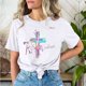thumbnail image 4 of Mujeres Pantalones Cortos de Manga Corta Impresa Floral Cuello Redondo Superior / Camisa Poliéster, Blusa Casual de Moda para el Uso Diario Del Hogar, 4 of 5