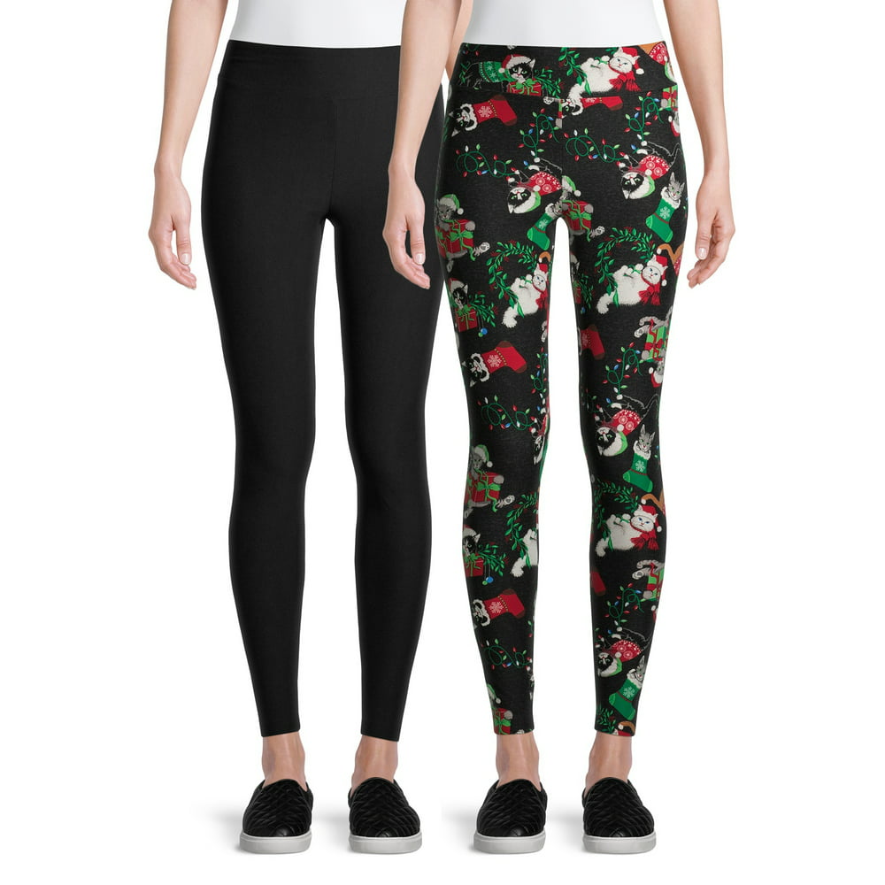 Holiday Time - Holiday Time Women's Sueded Holiday Leggings-2 pack ...
