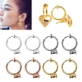 thumbnail image 2 of Huhudde 1Pair Gold Silver No Ear-hole DIY Clip On Circle Hoop Earring For Jewelry Making, 2 of 14