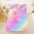 thumbnail image 5 of Manfei Cartoon Initial P Bed Sheets,Kawaii Rainbow Print Full Size Sheets,Pink,4-Piece, 5 of 6