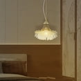 thumbnail image 2 of LiviNest Matte Gold Pendant Chandelier: Contemporary Glass Fan Shape Lighting - Single Bulb Dimmable Design for Makeup Vanity & Content Creation Spaces, 2 of 6