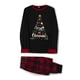 thumbnail image 3 of Pijamas navideños familiares a juego: camisetas de manga larga con estampado de letras y copos de nieve y pantalones a cuadros., 3 of 9