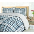 thumbnail image 5 of Ambesonne Plaid Duvet Cover Set, Traditional Squares Lines, 2-Calking, White and Blue Grey, 5 of 7