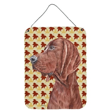 Redbone Coonhound Fall Leaves Wall or Door Hanging Prints