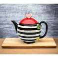 thumbnail image 2 of Hand Painted Ceramic Striped Teapot with Hearts 16oz Kitchen or, 2 of 3