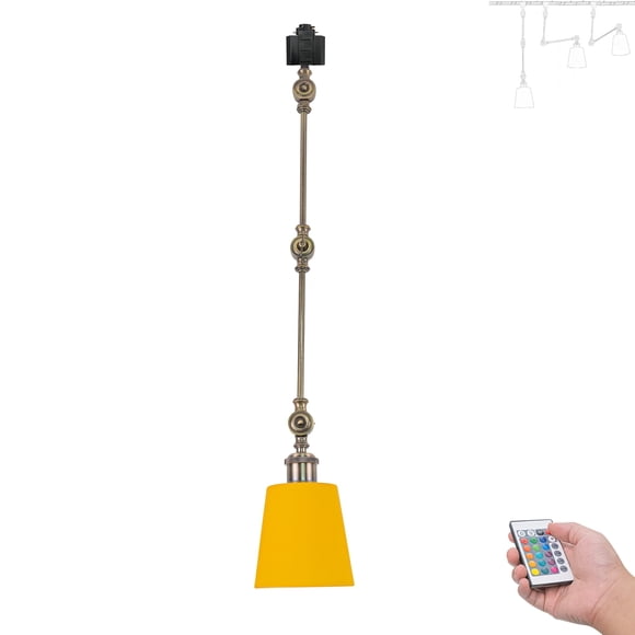 FSLiving H Type Track Lighting, Flexibly Rotatable Light Remote Control with Color Changing RGBW A19 Smart Bulb DIY Ceiling Spotlight H Track Mounted for Vaulted Ceiling Disco Ball Macaron Yellow
