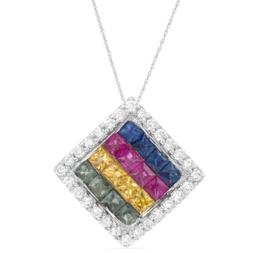 ASHER JEWELRY 14k White Gold Sapphire and Diamond Accent Pendant Necklace by Overstock