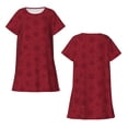 thumbnail image 3 of Bixox Robe de Nuit pour Femme à Motif de Flocons de Neige Rouges de Noël, Vêtement de Nuit Doux et Respirant, Robe de Pyjama à Col Rond Longueur Genou, Tenue d'Intérieur pour la Maison et le Sommeil, 3 of 7
