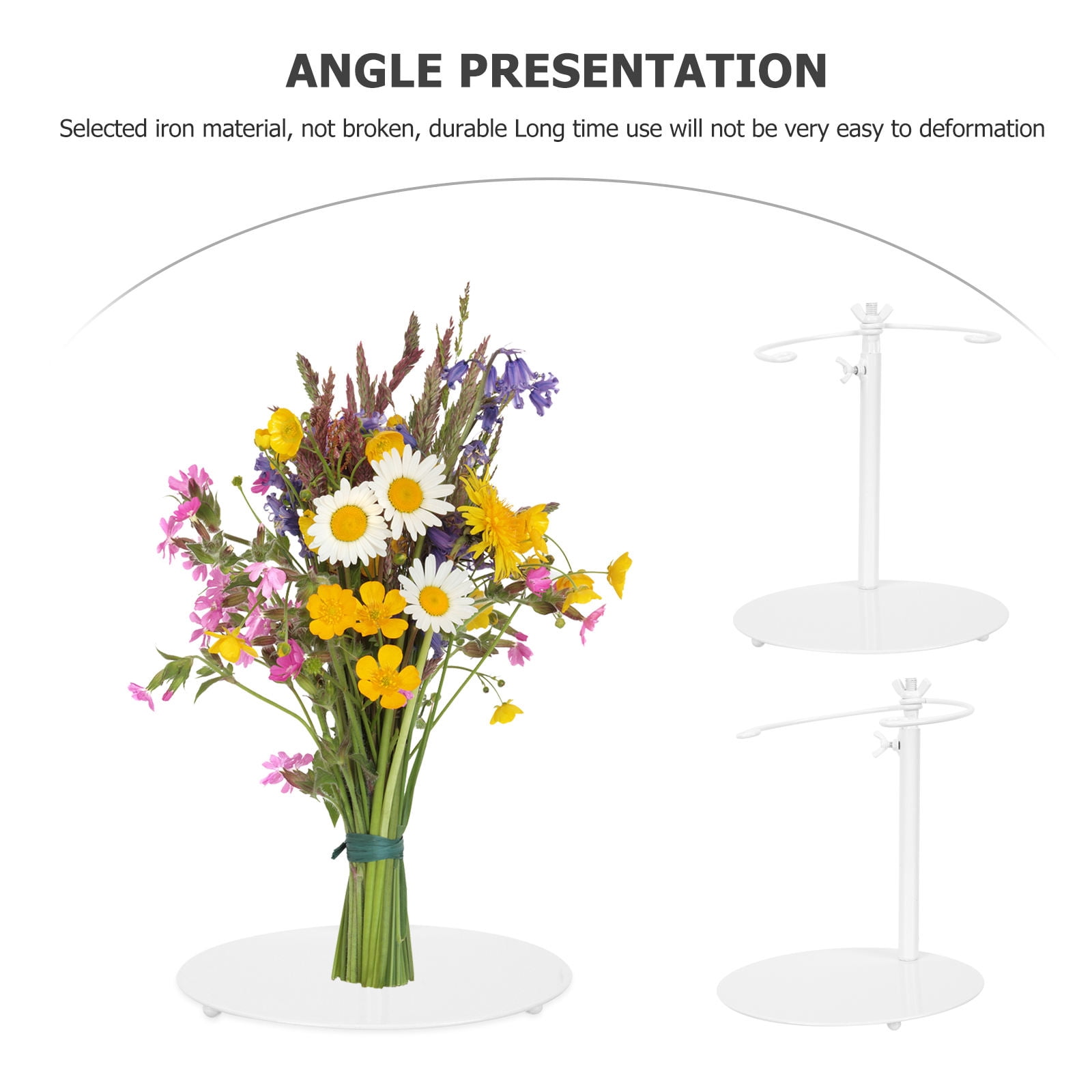 FONDOTIN Floral Bouquet Supplies Desktop Bouquet Display Holder 1Pcs White Iron Stabilization Rack
