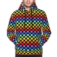 thumbnail image 2 of Bingfone Rainbow Chequerboard Men's Drawstring Hoodie Long Sleeve Pocket Sweatshirts-Large, 2 of 6