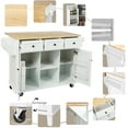 thumbnail image 5 of 53.1"Rolling Mobile Kitchen Island Cart with Rubber Wood Drop Leaf Countertop and 3 Drawers, Rolling Kitchen Island with Smooth Wheels, Adjustable Shelves and 3 Drawers for Dining Room,White, 5 of 9