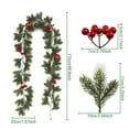 thumbnail image 3 of Winter Holly Leaf Garland with Red Berries Pinecones Poinsettia - Artificial Christmas Greenery Garland for Mantle Fireplace Stairs Decor, Outdoor Indoor Xmas Holiday Wedding Party Home Decoration, 3 of 4