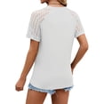 thumbnail image 5 of NFTOEIULA Women Classic Elegance Lace Shoulder Sophisticated Short Sleeve Top, 5 of 7