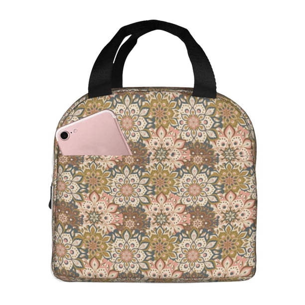 Easygdp Mandala Bolsa Térmica Premium - Tela Oxford Impermeable, Gran Capacidad, Bolsillo Frontal, Unisex para Trabajo, Escuela, Actividades al Aire Libre y Picnics