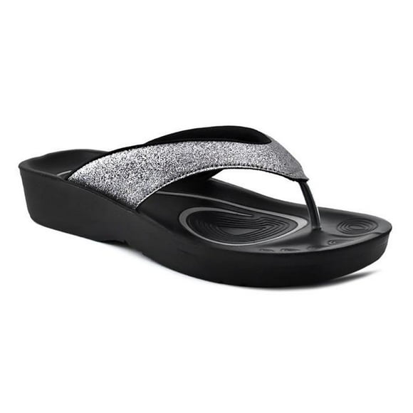 Aerothotic L0312Grey10 Crystal Mist Thong Sandal for Women - Grey, Size 10