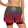 thumbnail image 2 of Mifsaly Womens Athletic Shorts with Liner 2 in 1 Tie-Dye Print Double Layer Running Shorts High Waisted Workout Gym Yoga Biker Shorts Wine,XL, 2 of 7