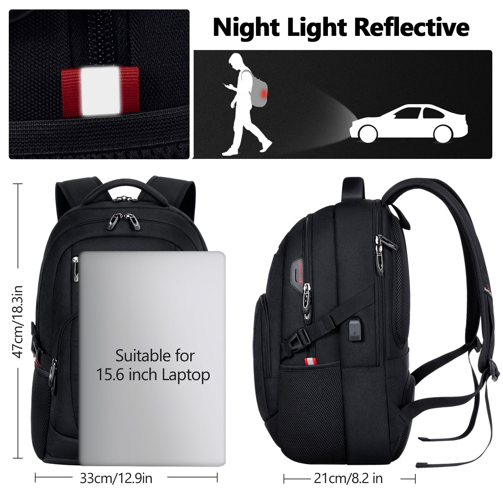 UKEIN Laptop Backpack with USB Charging Port Water Resistant Backpacks for Adults Work Business Laptop Backpack for Men
