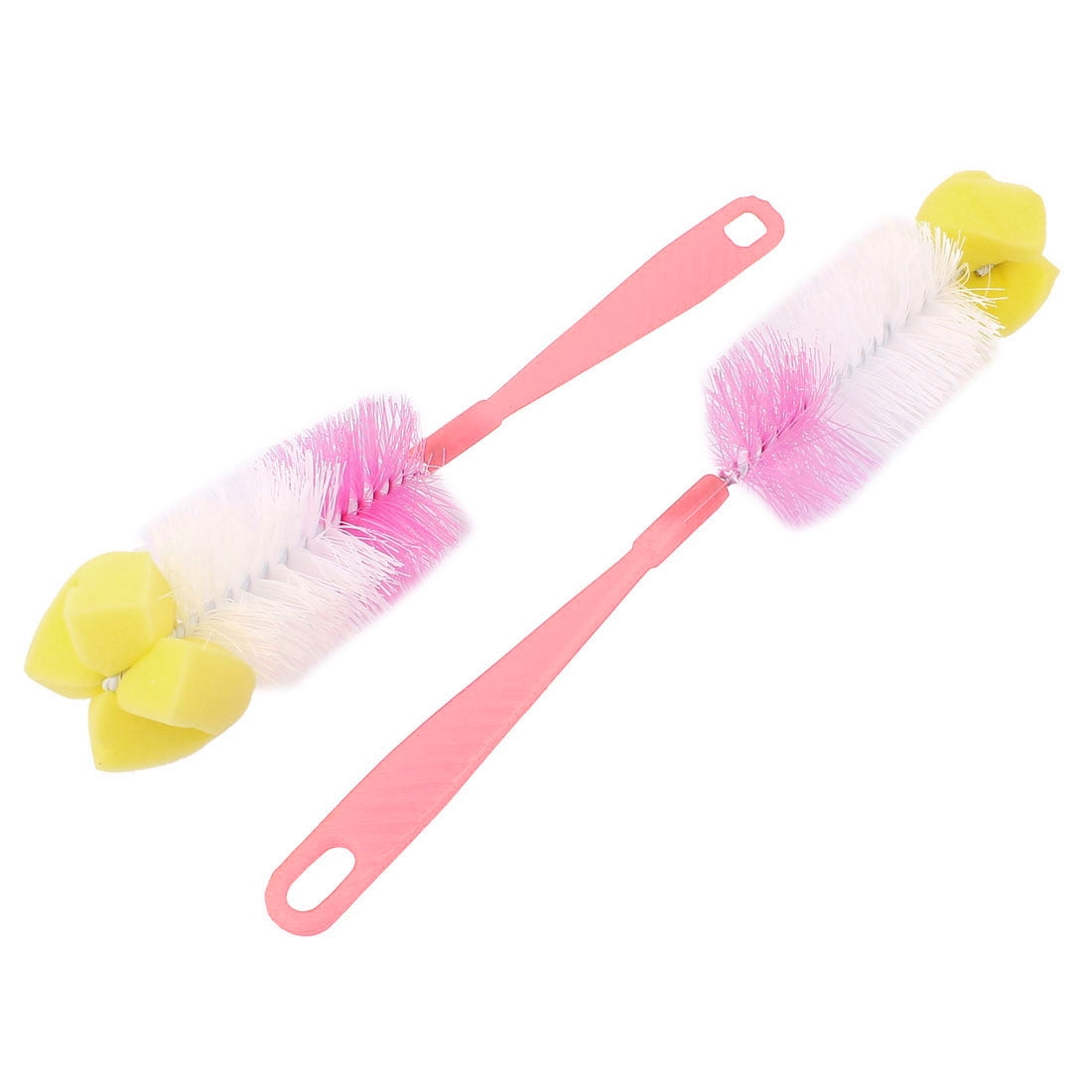 Yellow Sponge Bristle Bottle Jar Glass Cup Brush Scrubber Cleaner 2pcs