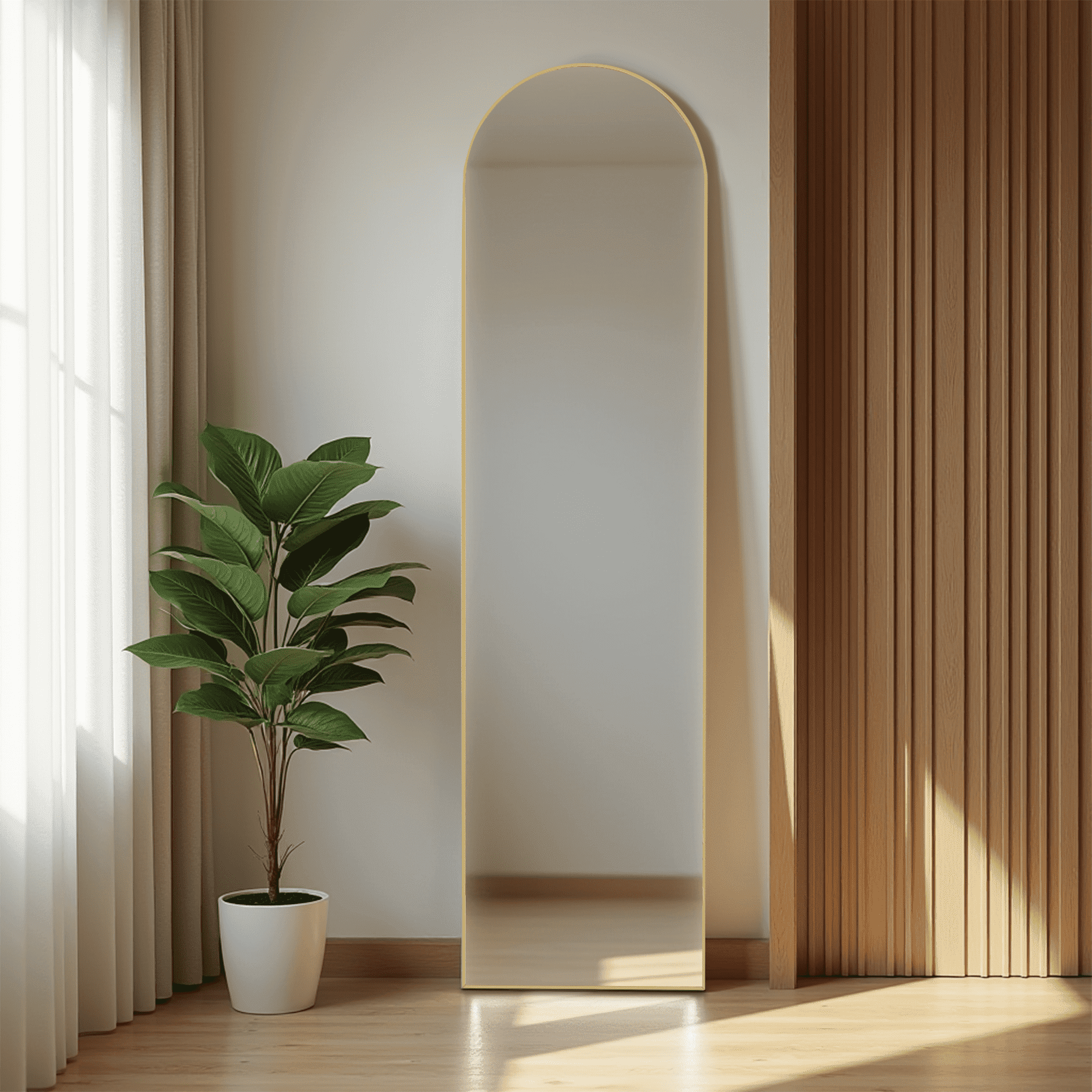 MAYEERTY Floor Standing Mirror, Wall Mirror with Stand Aluminum Alloy Thin Frame
