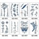 thumbnail image 3 of Temporary Tattoo Sticker, Blue Floral Design 6, 3 of 5