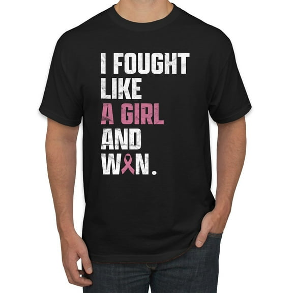 Wild Bobby I Fought Like A Girl and Won Breast Cancer Awareness Men Tee, Black, Small