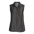 thumbnail image 2 of Time and Tru Women's Sleeveless Woven Henley, 2 of 5