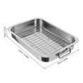 thumbnail image 2 of BRIGHTFUFU 1 Set Steel Grill Roasting Pan Stainless Steel with Rack for Baking, 2 of 5