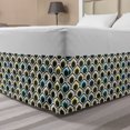 thumbnail image 1 of Geometric Bed Skirt, Overlapping Hexagonal Shapes with Retro Colored Chevron Elements Tile, Elastic Bedskirt Dust Ruffle Wrap Around for Bedding Decor, 4 Sizes, Black Sky Blue Yellow, by Ambesonne, 1 of 2