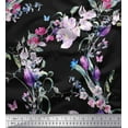 thumbnail image 1 of Soimoi Purple Satin Silk Fabric Insect & Wild Flower Print Fabric by Yard 42 Inch Wide, 1 of 1