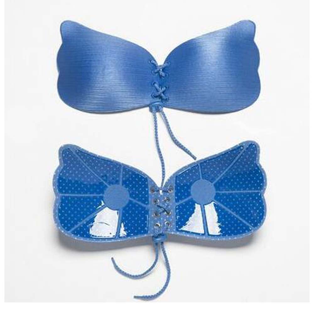 Silicon Bra Strapless Self Adhesive Push Up Bra Silicon Bra Inserts Blue (A) FREE Eyeglass Pouch