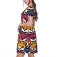 thumbnail image 2 of Rateoe Fox Face Pattern Women’s Short Sleeve Dress – Casual Elegant Summer A-Line Dress for Everyday Wear, 2 of 6