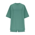 thumbnail image 7 of Timegard Summer Outfits for Women 2 Piece Side Split 1/2 Sleeve Oversized Top Shorts Comfy Lounge Sets, 7 of 7
