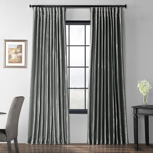 Half Ds Faux Silk Extra Wide Taffeta Blackout Single Curtain Panel Com Taffeta Blackout Single Curtain Panel, Faux Silk Taffeta Solid Blackout Single Curtain Panel