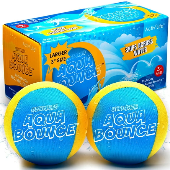 Ultimate Larger 3” Size Skip Balls (Yellow/Cyan) Beach Pool Toys for Kids Ages 3-14 Year Old Boys Girls Summer Gifts for Teens Family Water Games Adult Men Women Best Birthday Present