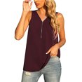 thumbnail image 1 of Camiseta sin mangas para mujer con cierre de cremallera y cuello en V, camisas de gasa sin mangas sueltas para uso en verano, 1 of 4