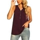 thumbnail image 1 of Camiseta sin mangas para mujer con cierre de cremallera y cuello en V, camisas de gasa sin mangas sueltas para uso en verano, 1 of 4