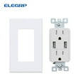 thumbnail image 2 of ELEGRP 4.0 Amp USB Outlet, Dual Type A in-Wall Charger with 15 Amp Duplex Tamper Resistant Outlet,Wall Plate Included, White,R1615D40-WH10 (10-Pack), 2 of 8