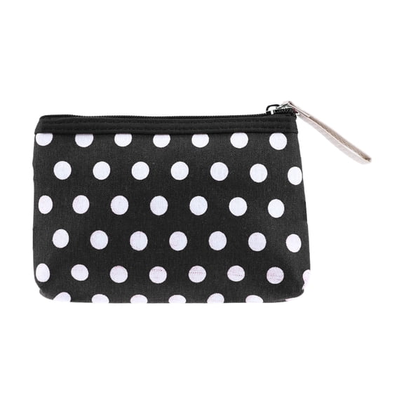 Unique Bargains 1Pc Women Durable Dots Simple Cosmetic Bag for Toiletry Black