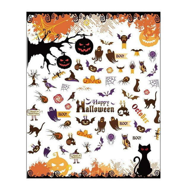 Art Sticker Nail Nail Witch Bat Pumpkin Halloween Decal