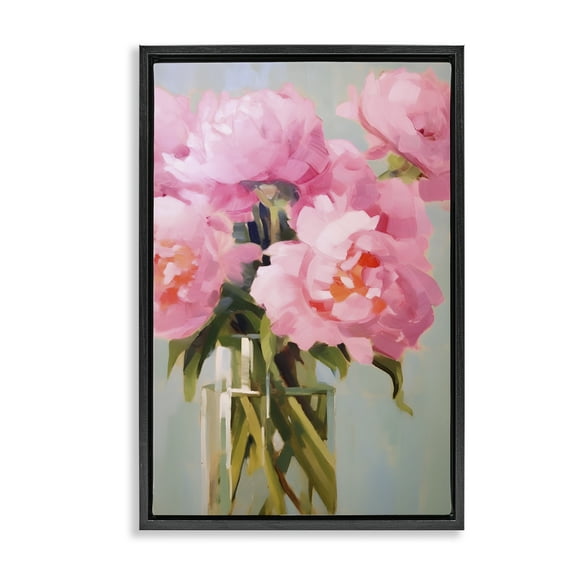 Stupell Industries Blush Pink Roses Botanical & Floral Painting Black Floater Framed Art Print Wall Art, 17 x 25