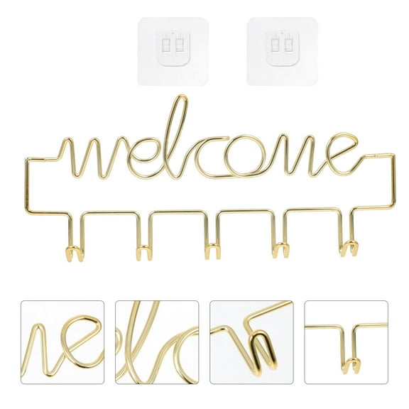 VERDANVERSE 1 Set Creative Metal Wall Hook Golden Iron Storage Rack Rectangular for Entryway Key Holder