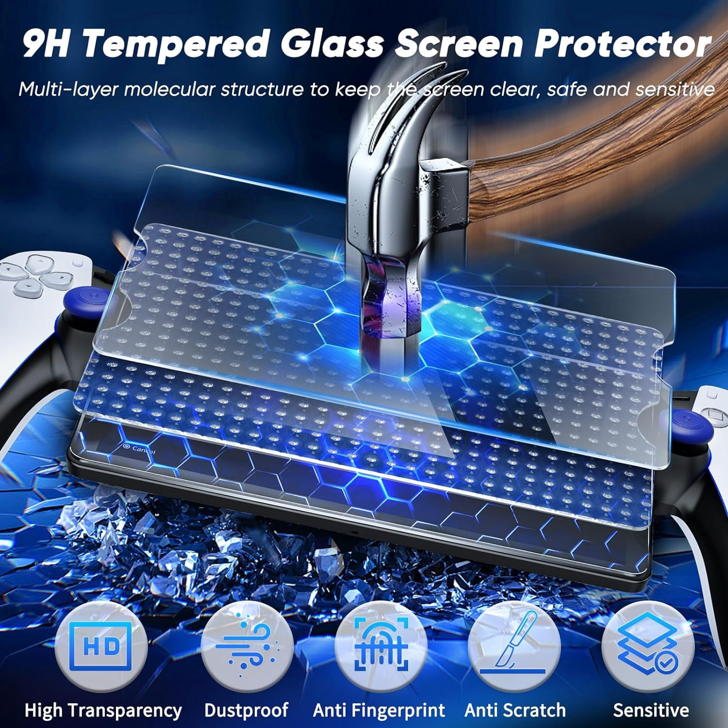12 in 1 Accessories Set for Playstation Portal, Hard Carrying Case for PS Portal with Clear Skin Case for PS5 Portal, 2 Screen Protector with 4 Thumb Grip, Light Gray