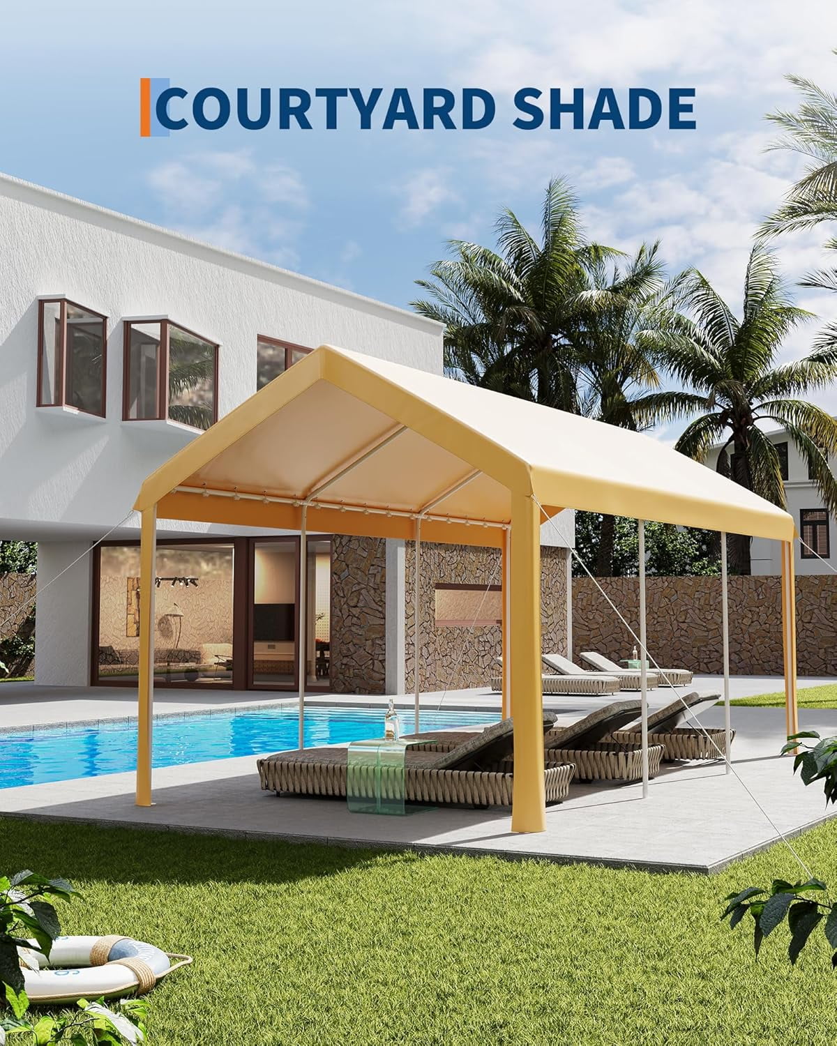 10x20ft Heavy Duty Carport w/Galvanized Steel Frame & All-Season PE Canopy, Multi-Use Shelter
