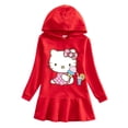 thumbnail image 2 of Hello Kitty nuevo otoño niños algodón Casual Sudadera con capucha vestido lindo estampado de dibujos animados Simple hoja de loto dulce vestido de niña, 2 of 5